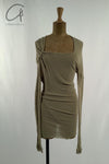 Marc Le Bihan Asymmetric long-sleeved top with shoulder ties 2861 MLB-2861-DLH TILLEUL Light green yellow
